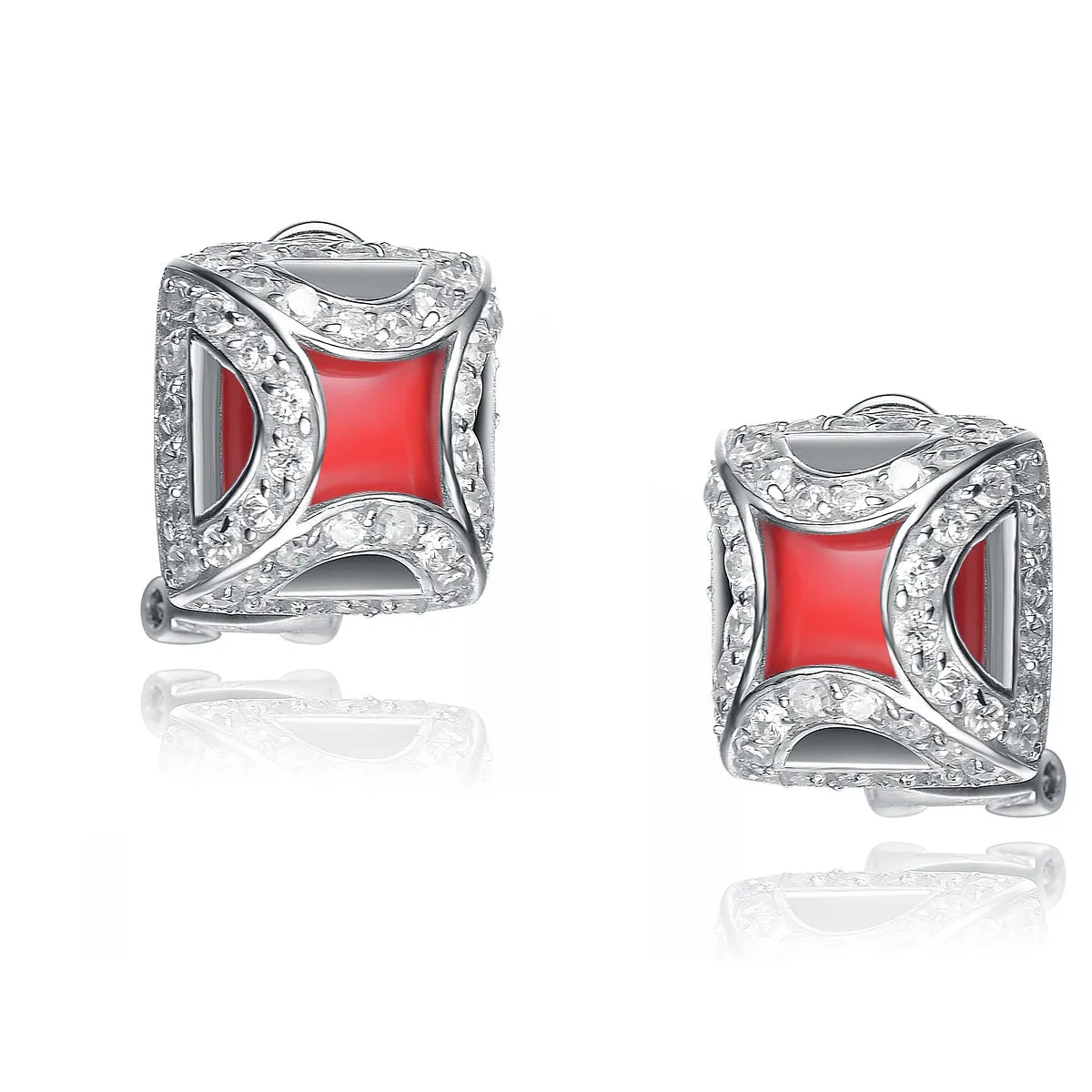 Clarisse Coral Square Shape Earrings