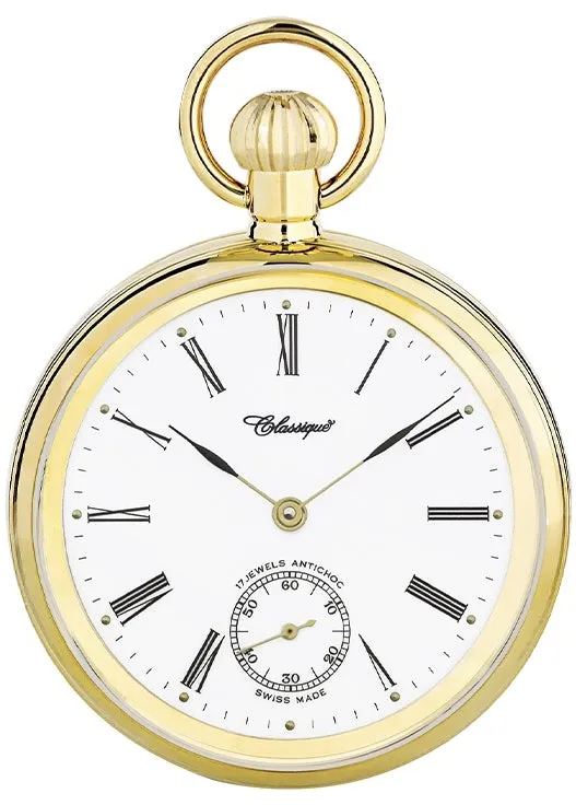 CLASSIQUE SWISS POCKET WATCH MECHANICAL ROMAN DIAL GOLD 42-23G