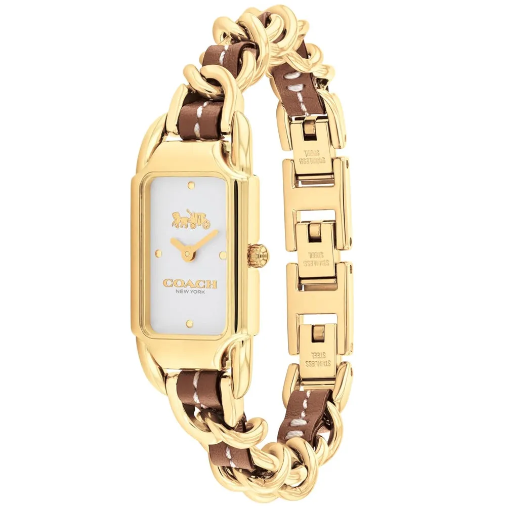 Coach Cadie Saddle Leather Chain Link Bracelet Ladies Watch 14504282