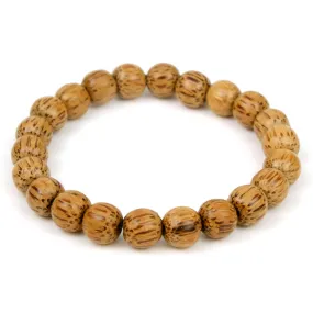 Coconut Wood 10mm Rounded Barrels Stretch Bracelet