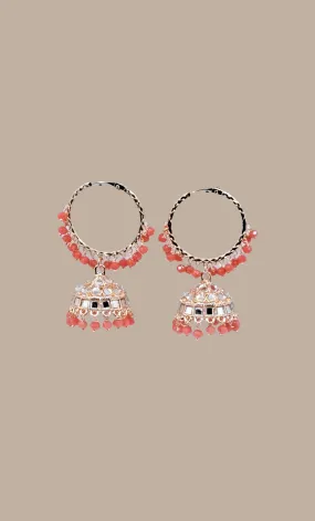 Coral Hoop Jumki Earrings