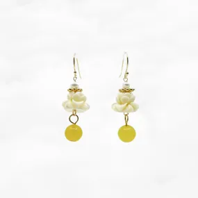 Coral Lotus Earrings - Yellow Jade