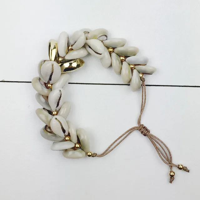 Cowrie Shell Bracelets 6 Different Styles Choose From Natural Gold Black Silver Large Sea Shells Or Small Adjust With Cord Can Be Worn As Upper Arm Bracelets Perfect For Surfers And Mermaids