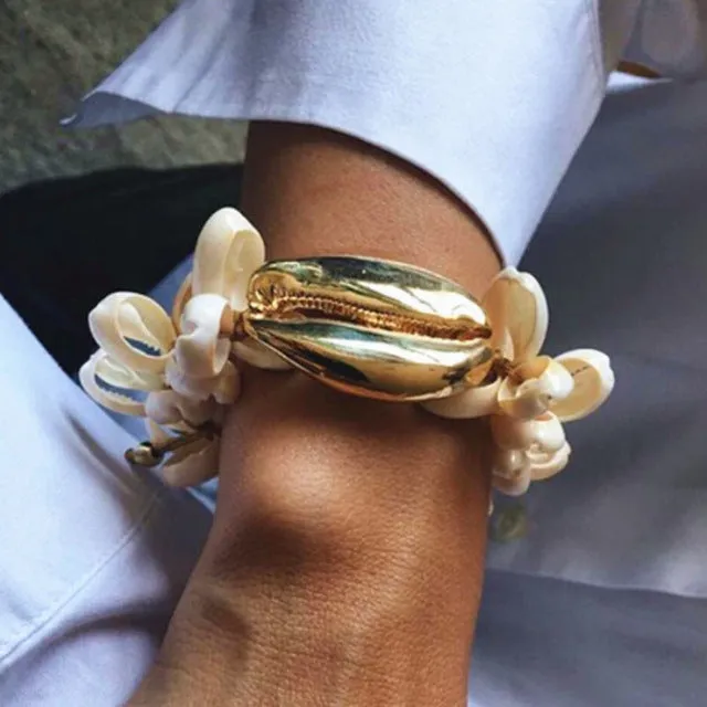 Cowrie Shell Bracelets 6 Different Styles Choose From Natural Gold Black Silver Large Sea Shells Or Small Adjust With Cord Can Be Worn As Upper Arm Bracelets Perfect For Surfers And Mermaids