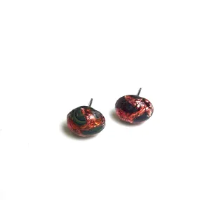 Cranberry Foil Oval Glass Studs