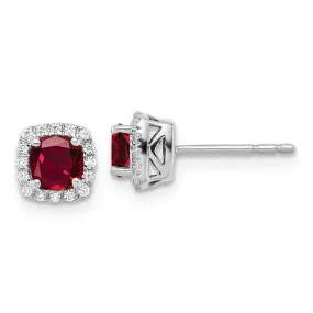 Created Ruby and Diamond Earrings in 10 Karat White Gold