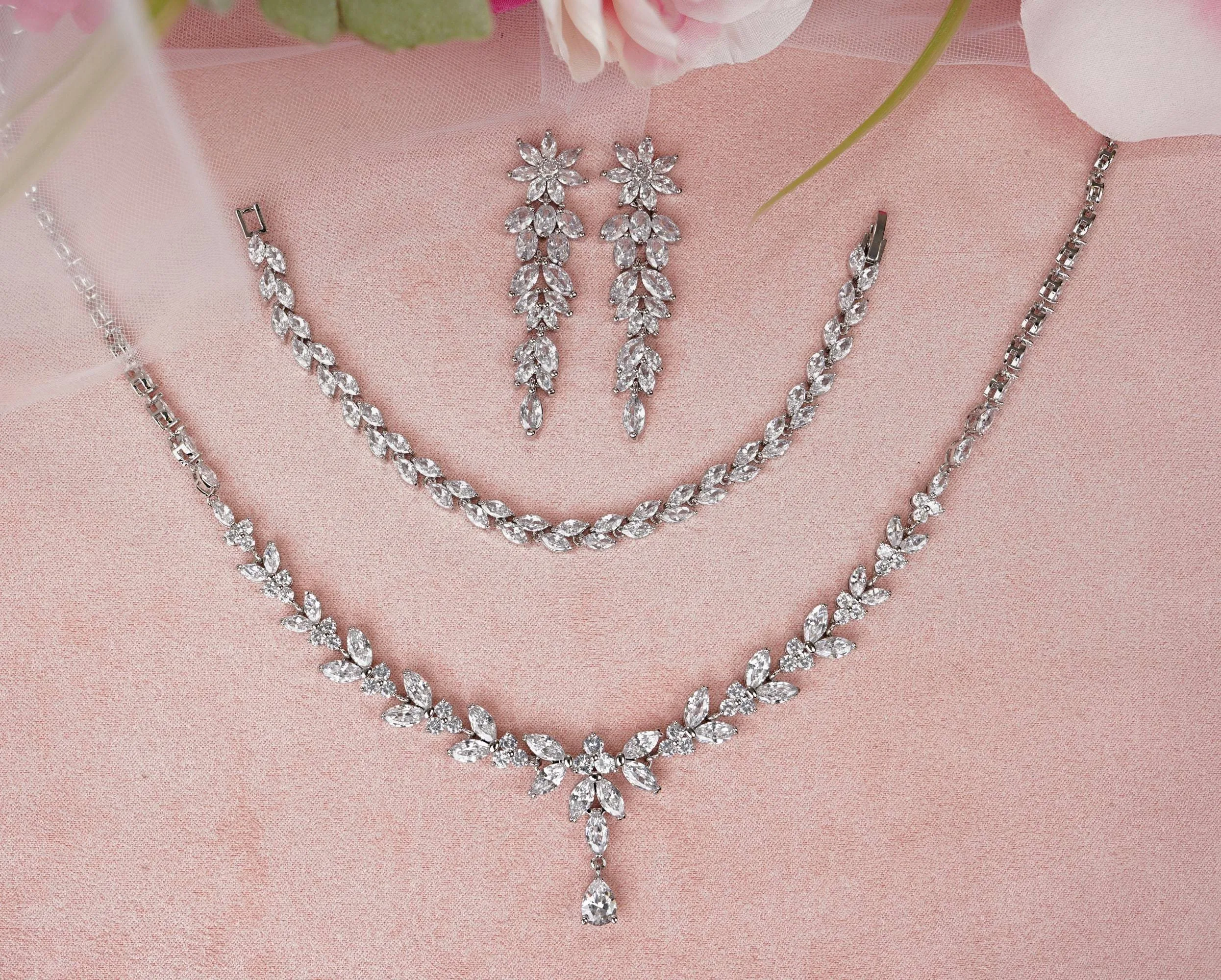 Crystal Bridal Necklace Set - Kimberly