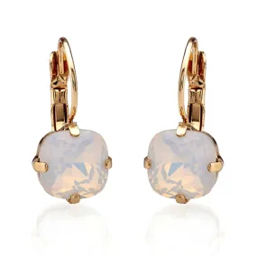 Cushion Cut White Opal Crystal Earrings