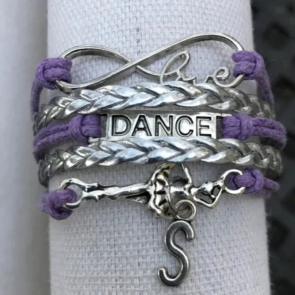 Custom Dance Infinity Bracelet with Initial Charm