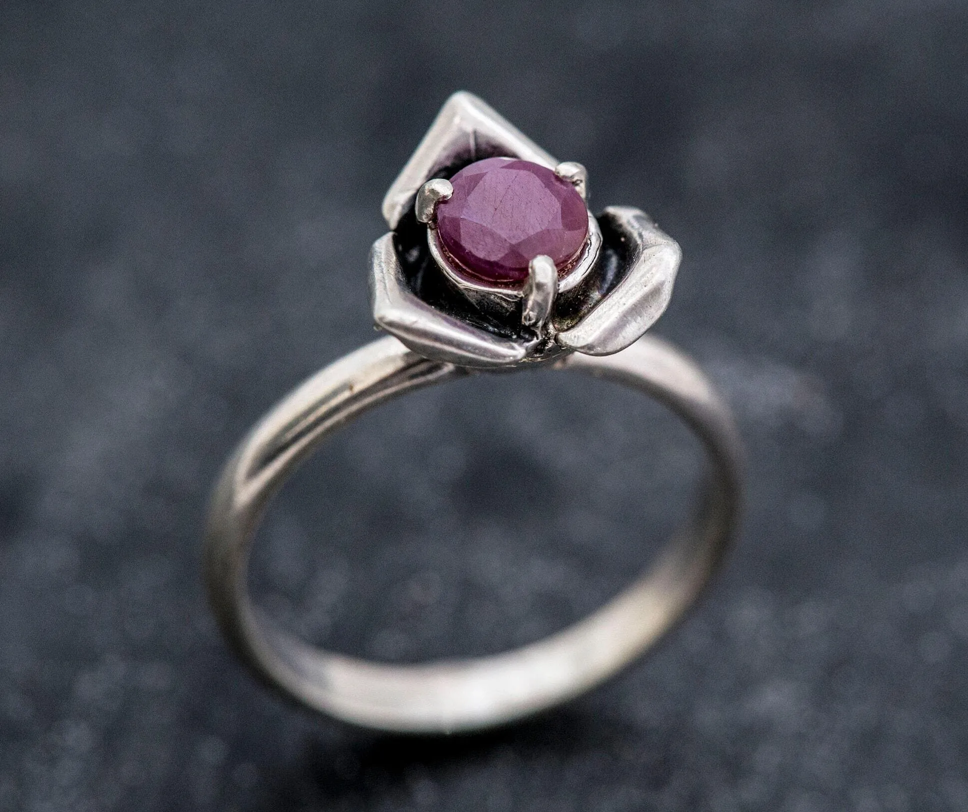 Dainty Ruby Ring - Red Rose Ring - July Birthstone Ring