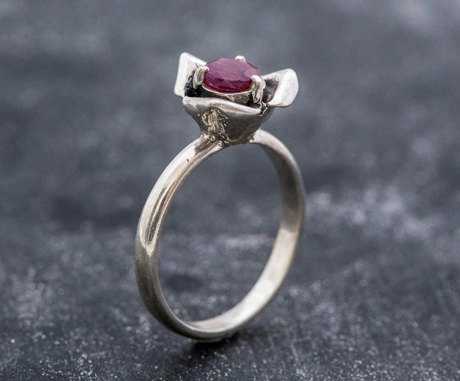 Dainty Ruby Ring - Red Rose Ring - July Birthstone Ring