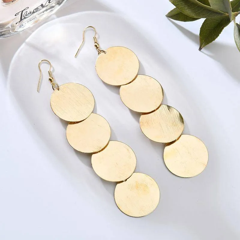 Dangling Burnished Circles Earrings in Gold or Silver