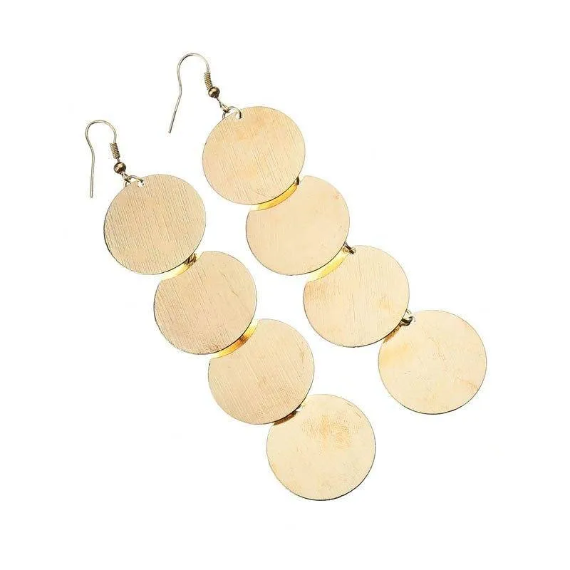 Dangling Burnished Circles Earrings in Gold or Silver