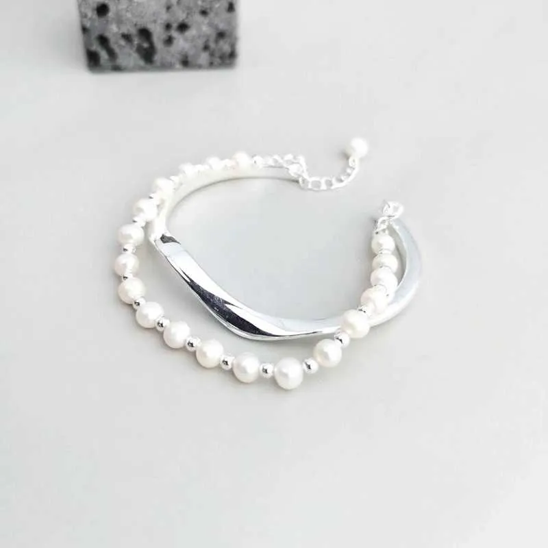 Deaded Pearl Bracelet with Silver Chain