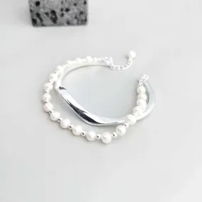 Deaded Pearl Bracelet with Silver Chain