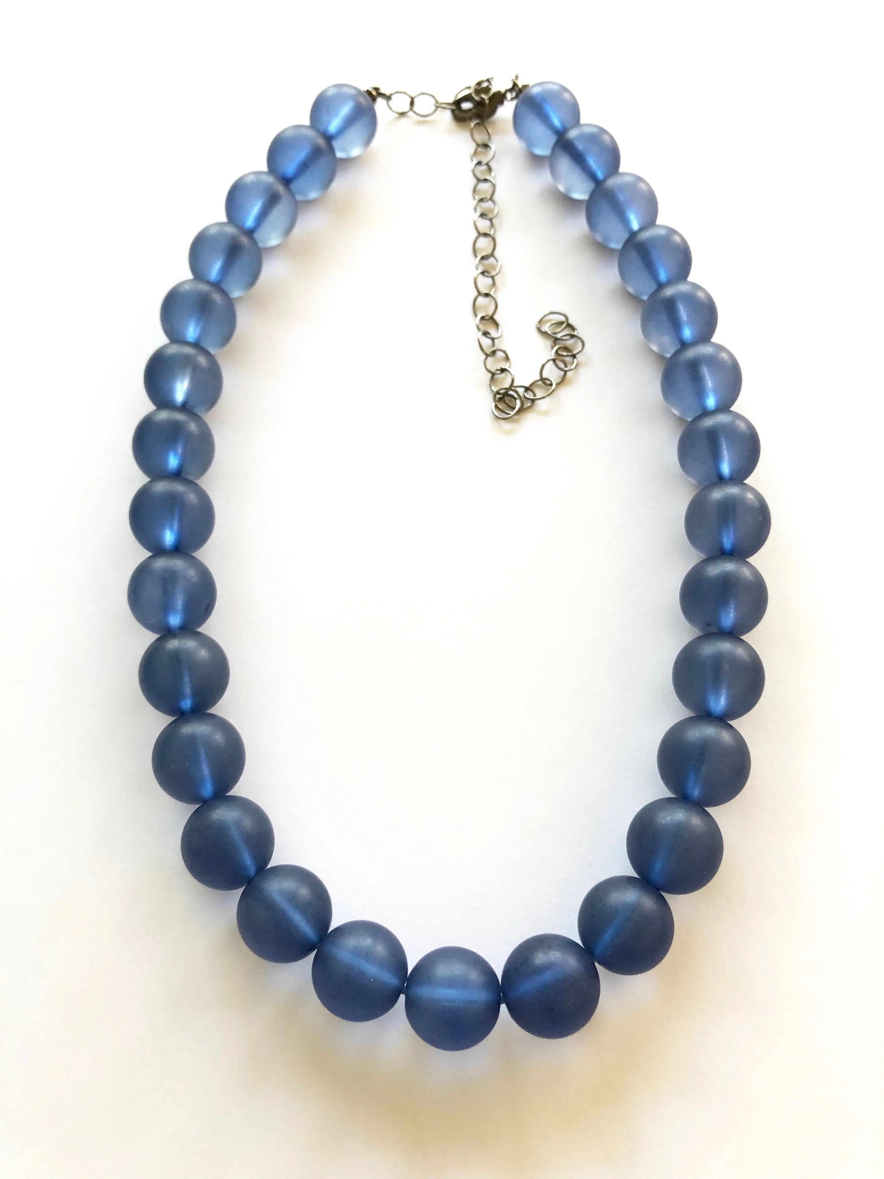 Denim Blue Beaded Vintage Lucite Chunky Marco Necklace