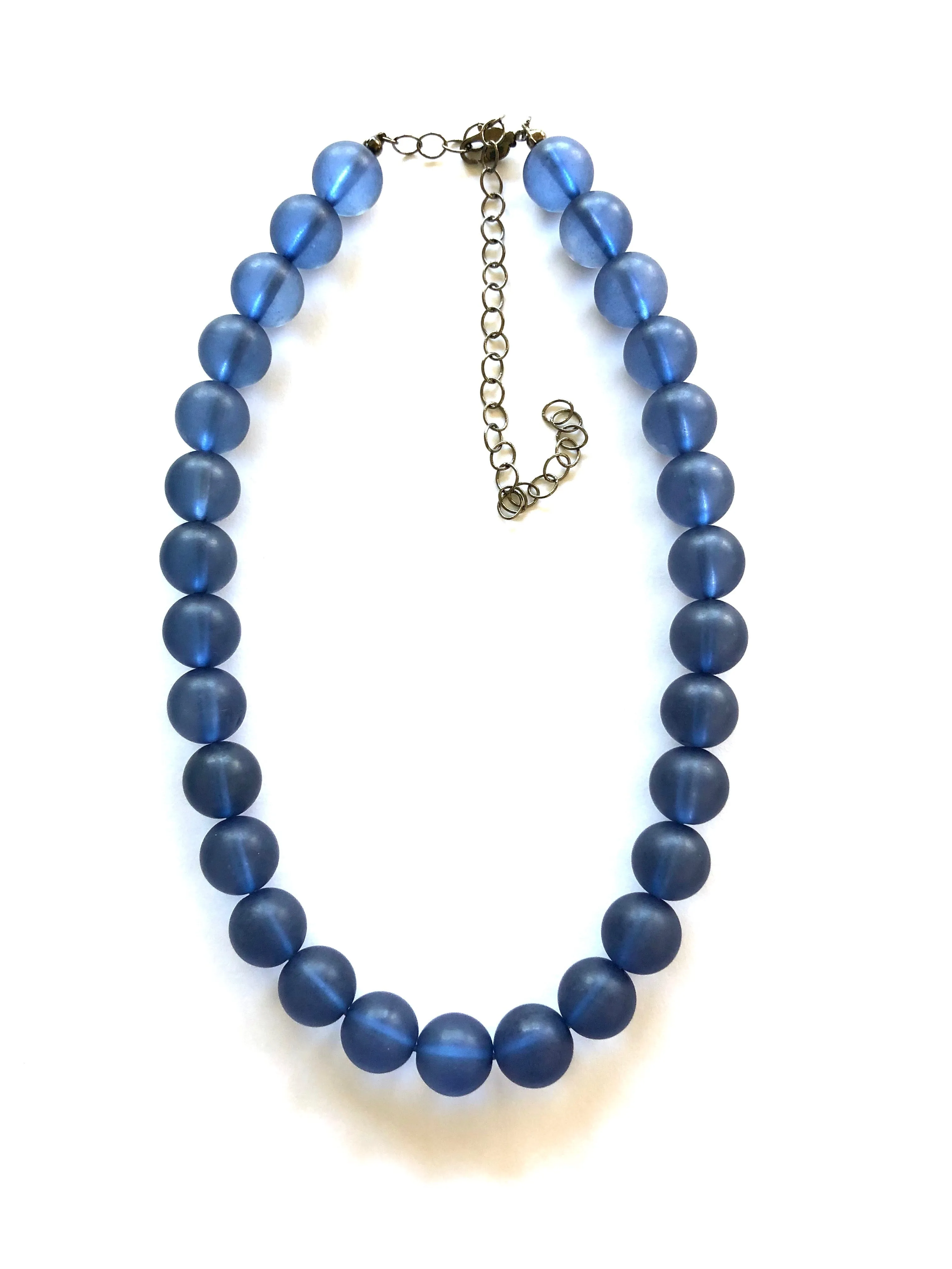 Denim Blue Beaded Vintage Lucite Chunky Marco Necklace