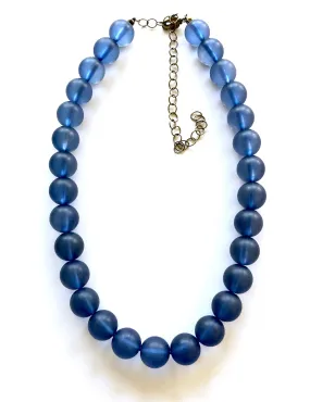 Denim Blue Beaded Vintage Lucite Chunky Marco Necklace