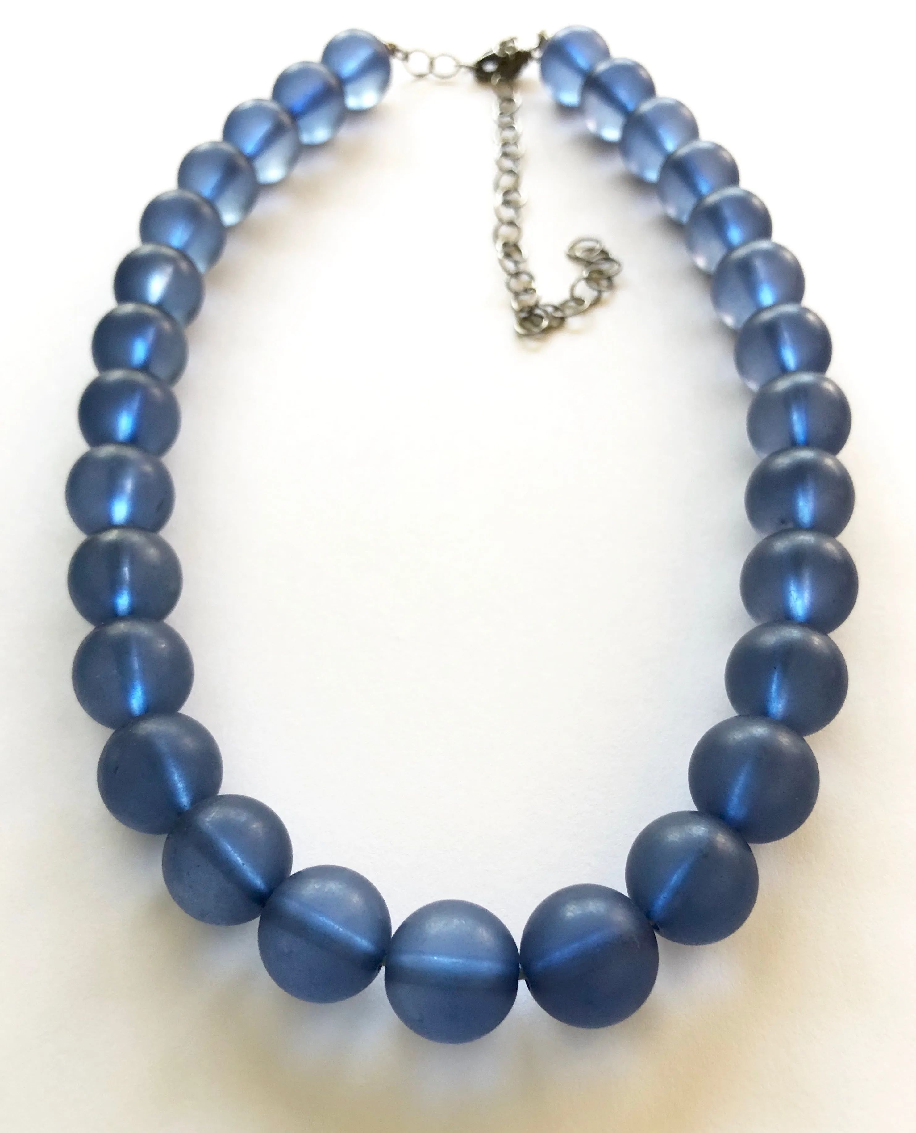 Denim Blue Beaded Vintage Lucite Chunky Marco Necklace