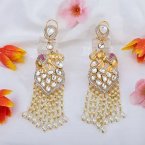 Devika Kundan Chain Drop Long Earrings