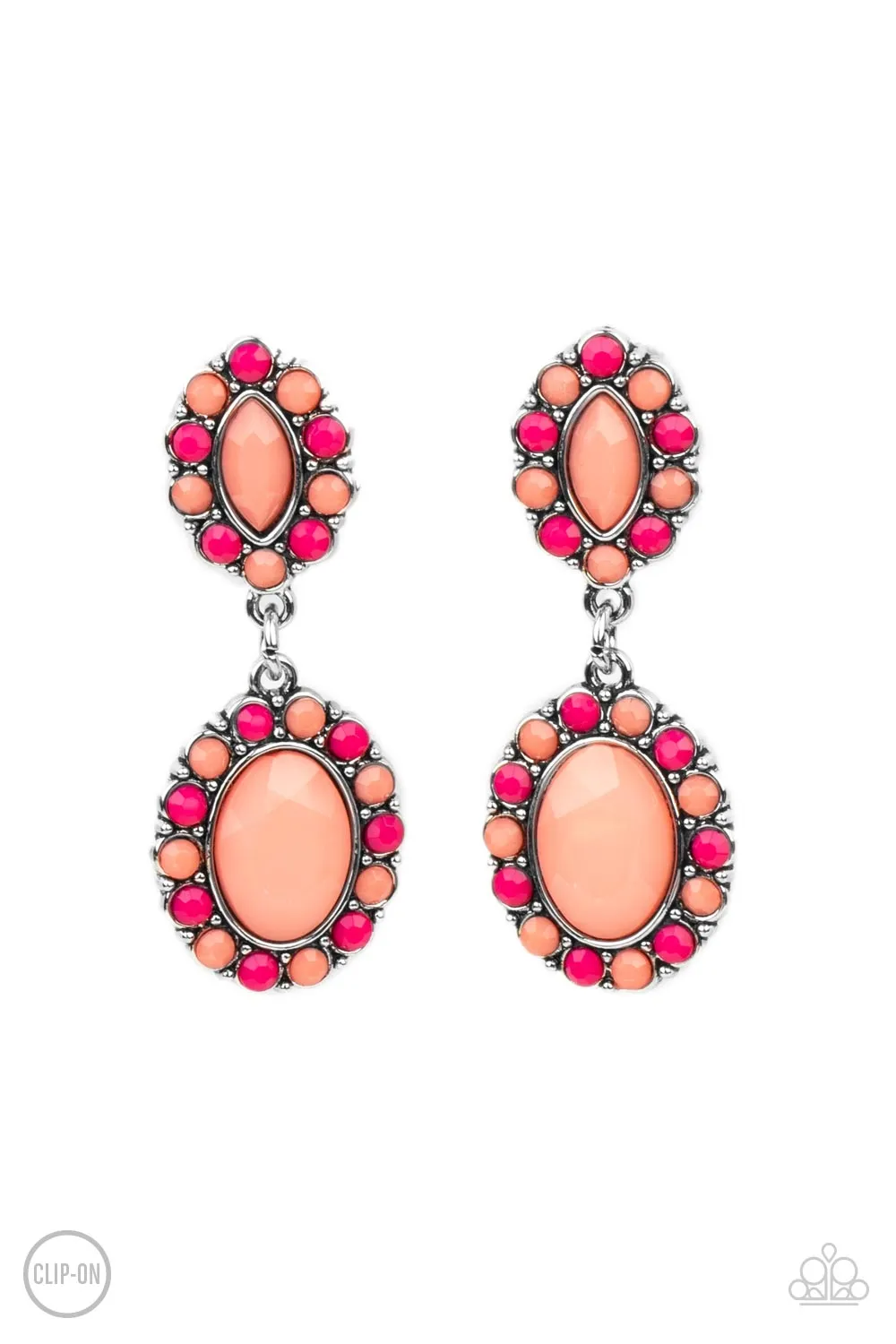 Earrings Positively Pampered - Orange Clip Ons