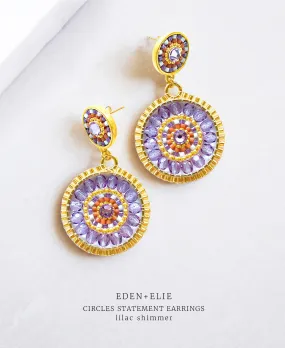 EDEN   ELIE Double Circle Statement Drop Earrings - lilac shimmer