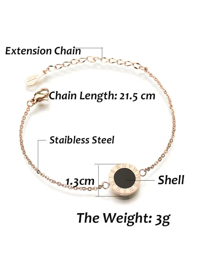 Elegant Black Studded Rose Gold Color Chain Bracelet for Women | Best Gift for Birthday,Valentine Day for her