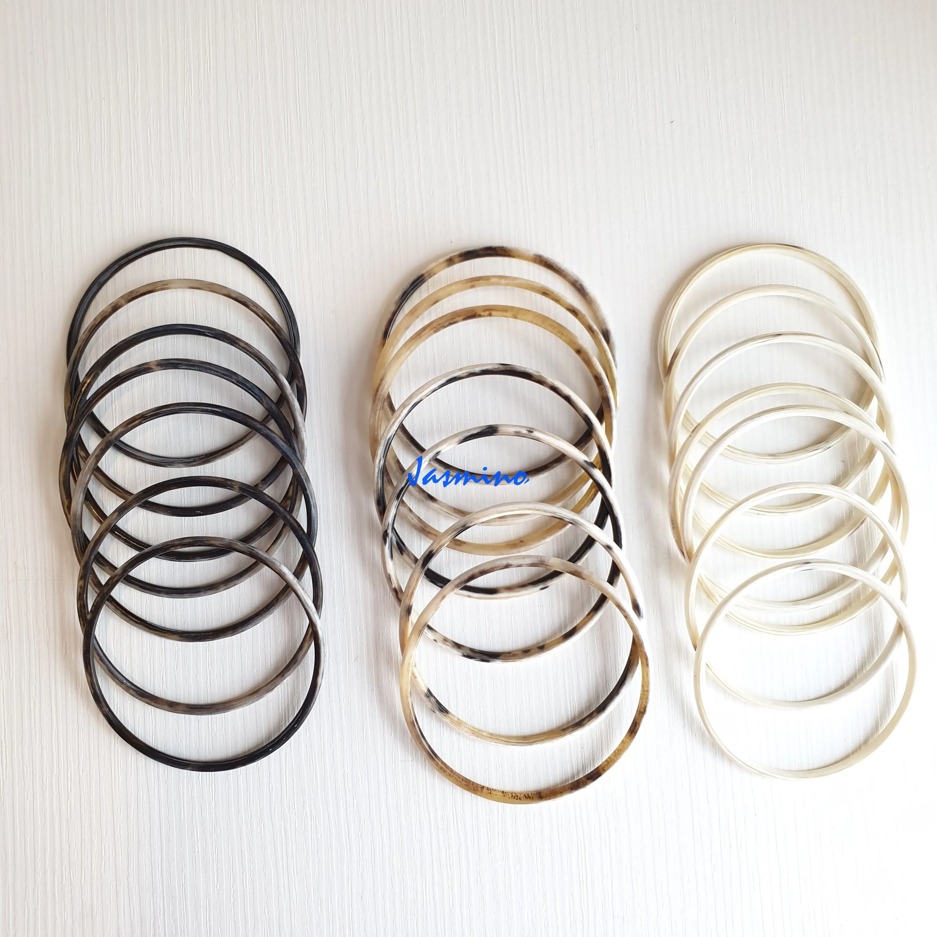 Elegant Handmade Bracelet. Set of 7 Bangles, Sources as Natural Buffalo Horn