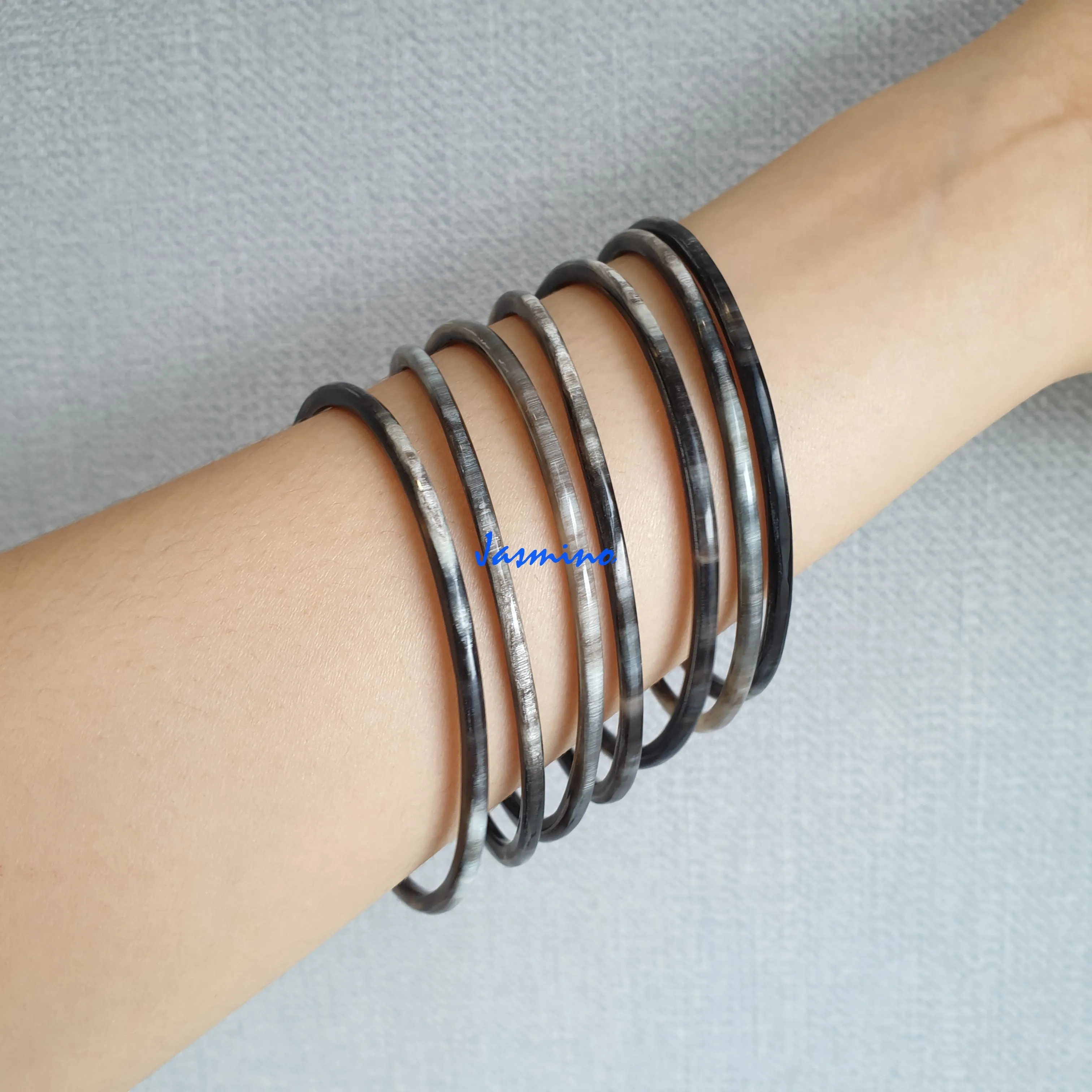 Elegant Handmade Bracelet. Set of 7 Bangles, Sources as Natural Buffalo Horn