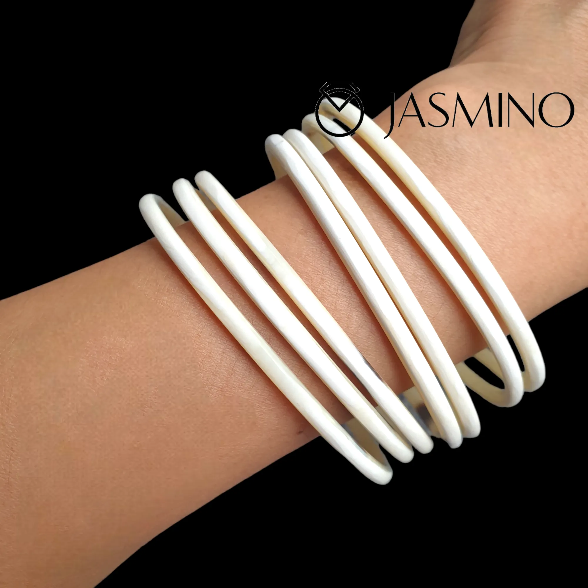 Elegant Handmade Bracelet. Set of 7 Bangles, Sources as Natural Buffalo Horn