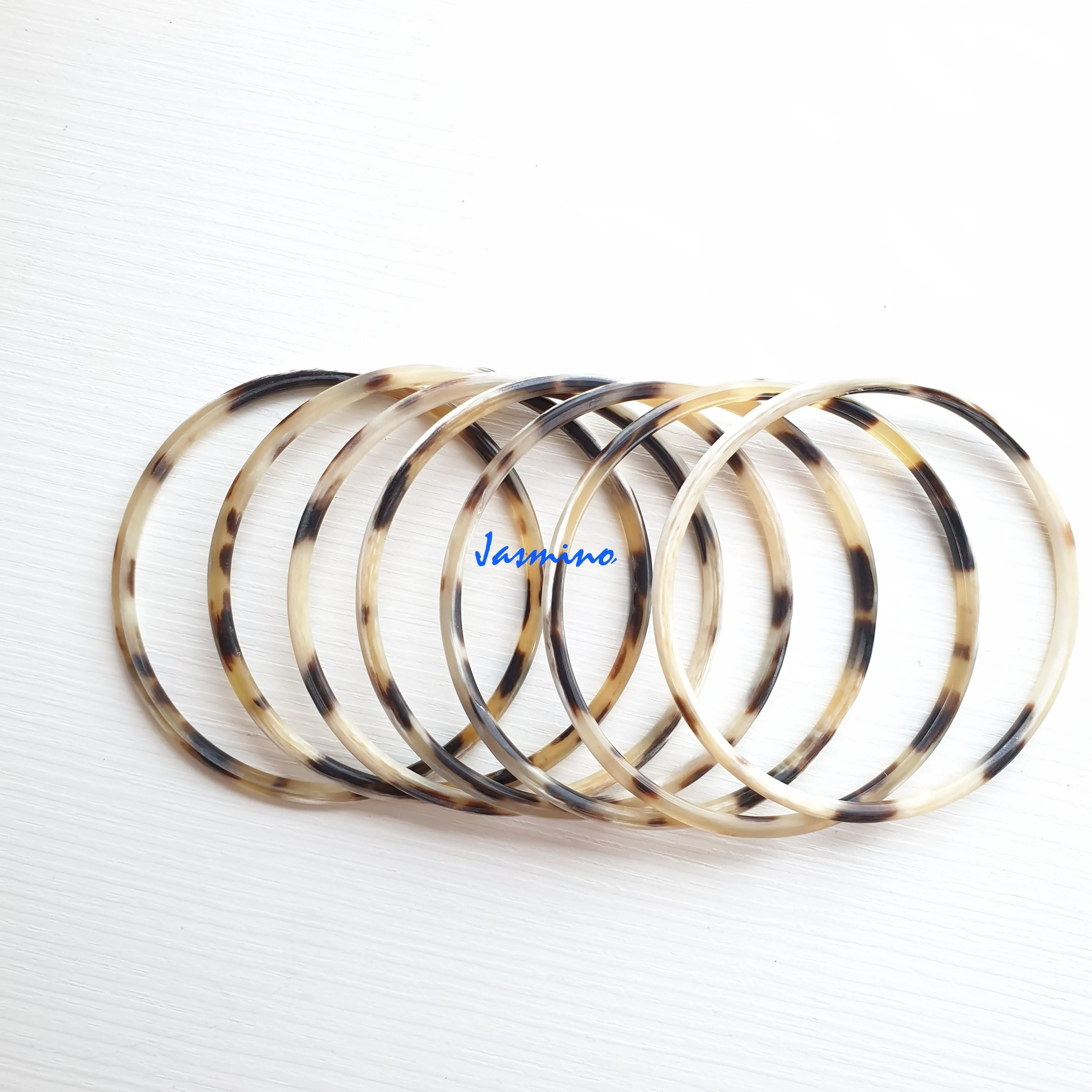 Elegant Handmade Bracelet. Set of 7 Bangles, Sources as Natural Buffalo Horn