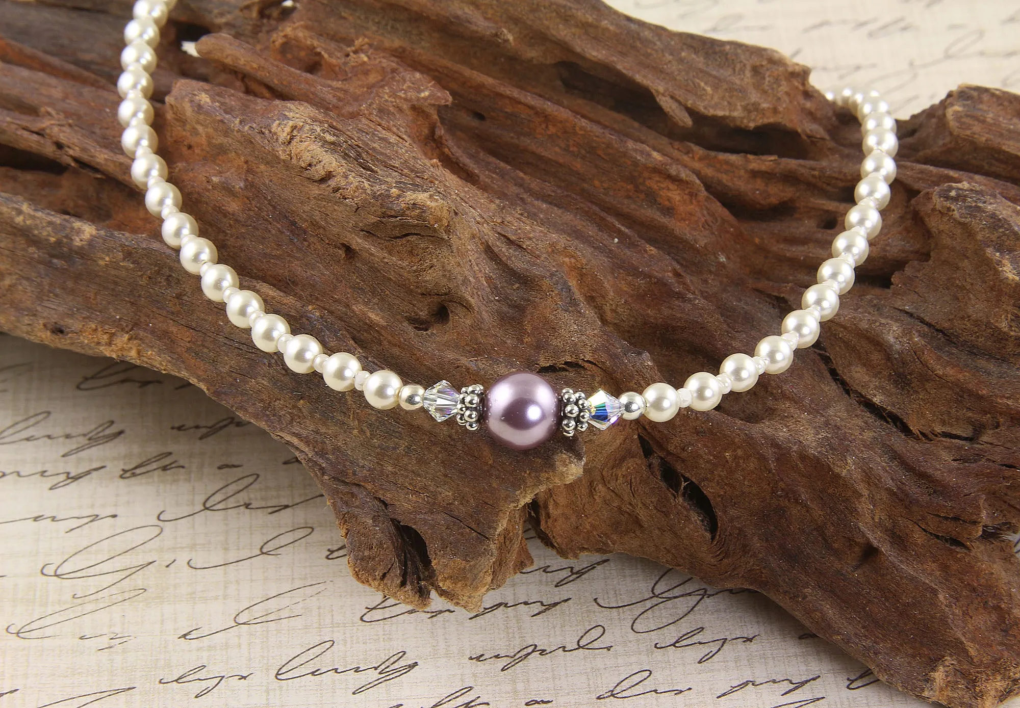 Elegant Mauve Pearl Beaded Anklet