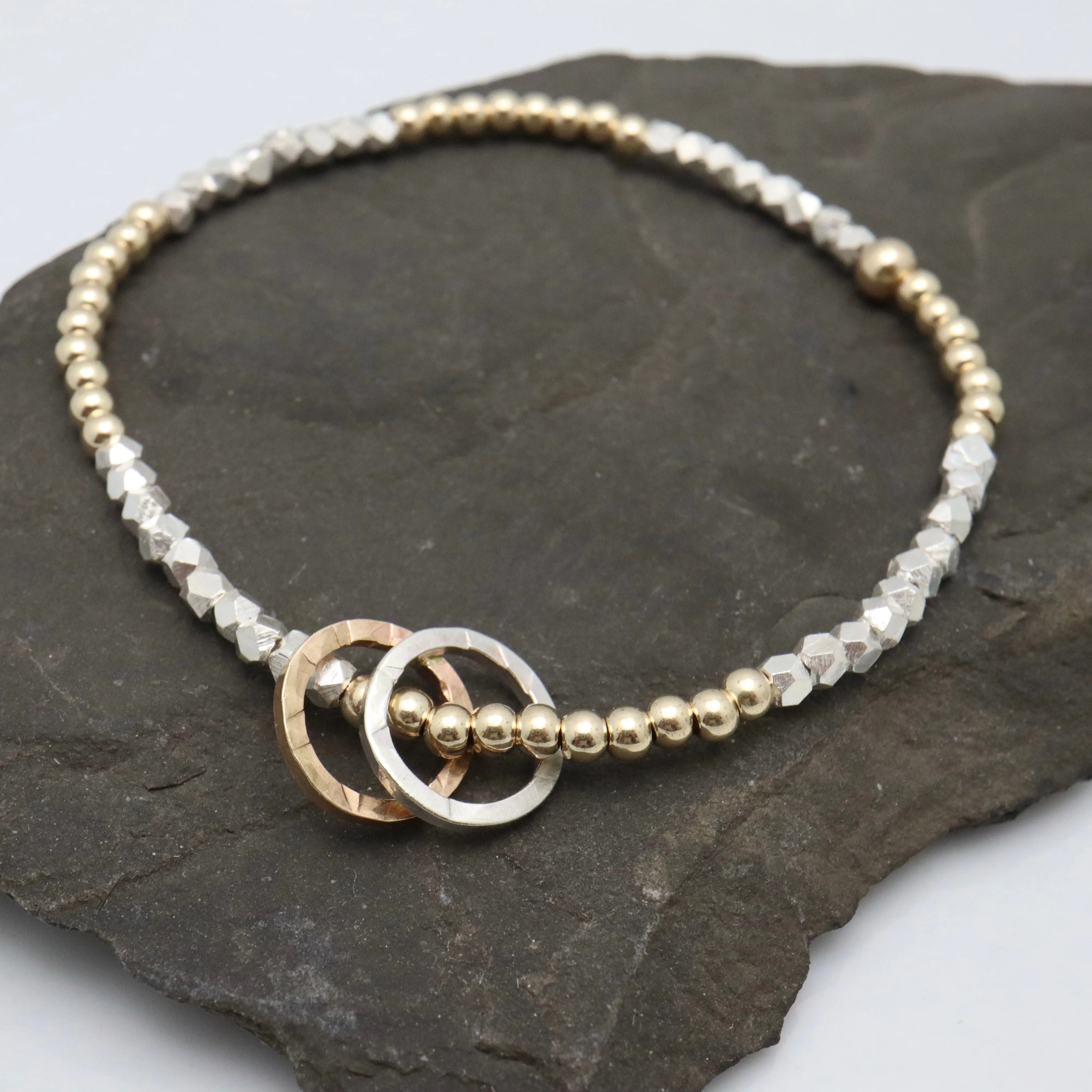 Ellipse Collection:  Mixed Metal Ellipse Stretch Bracelet