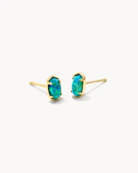 Emilie Stud Earring Gold - Marine Opal