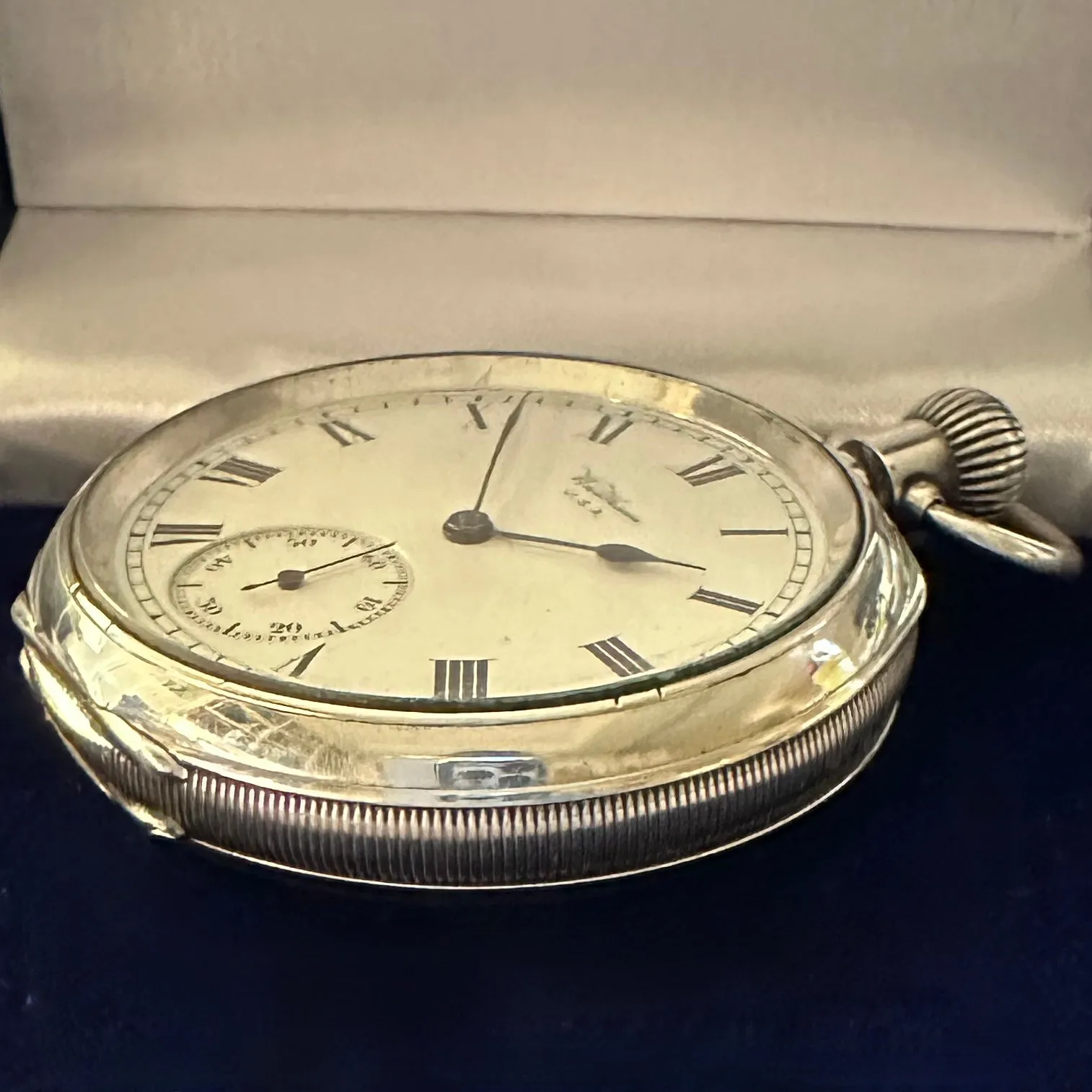 ENGLISH STERLING SILVER WALTHAM POCKET WATCH