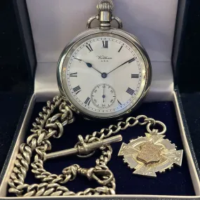 ENGLISH STERLING SILVER WALTHAM POCKET WATCH