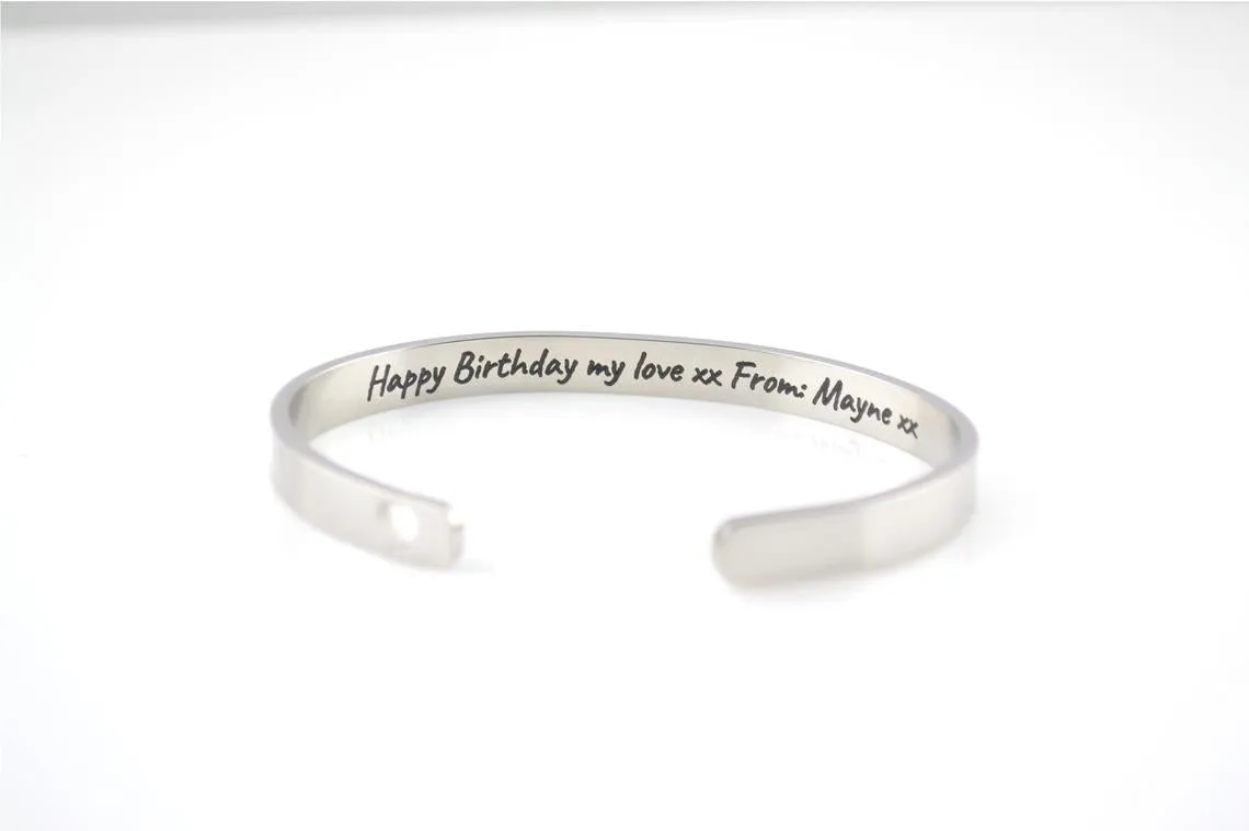 Engraved Bracelet Personalised Cuff