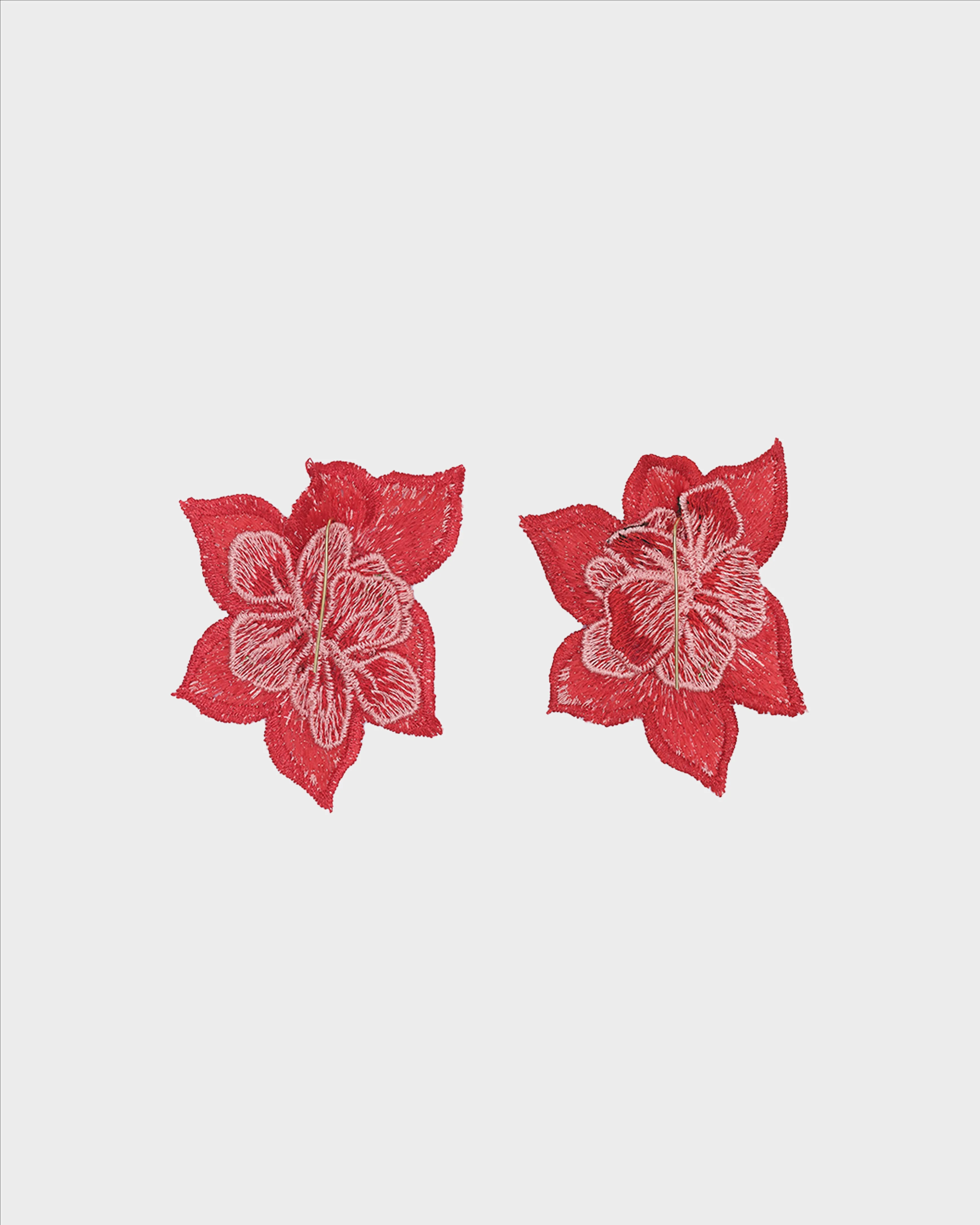 Eugenia Mela Floral Embroidered Earrings, Coral