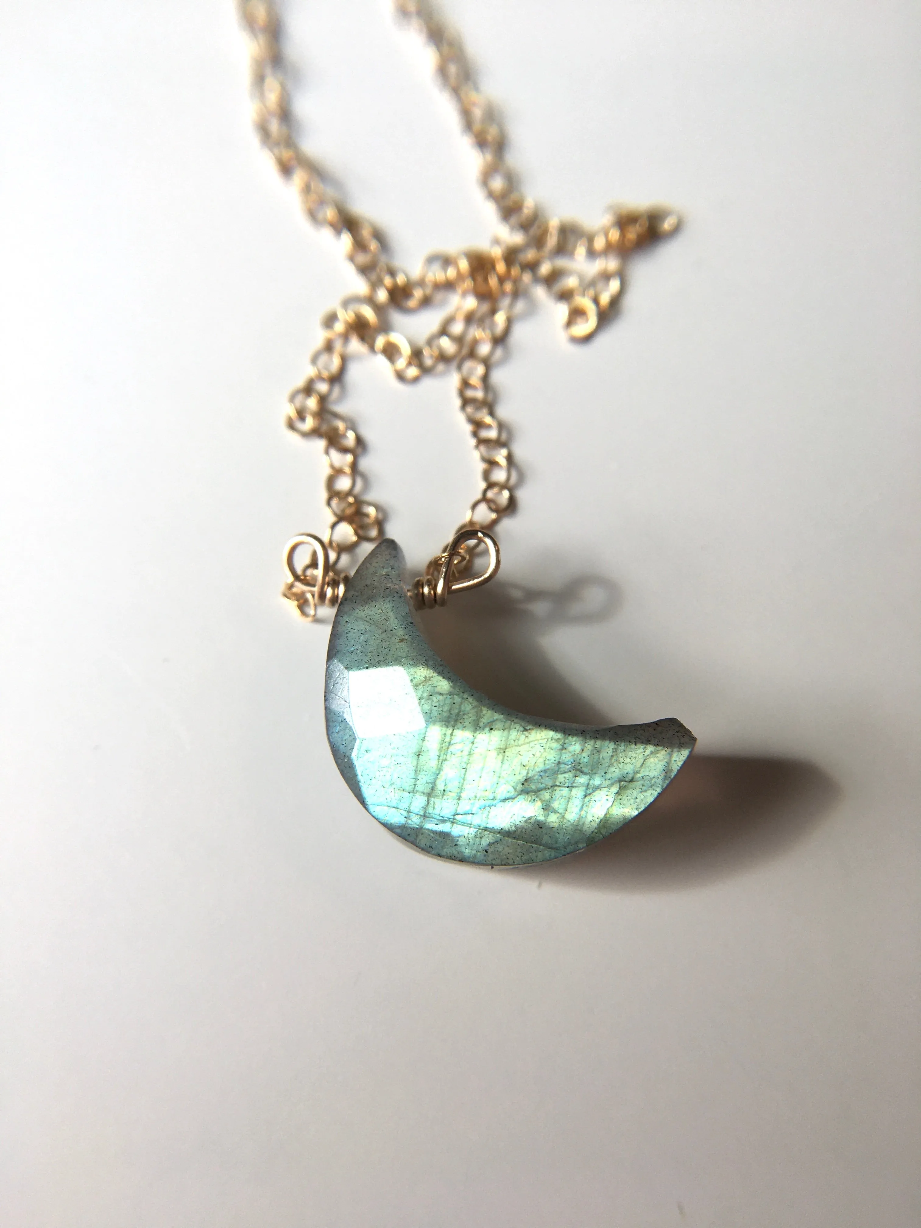 Faceted Labradorite Moon Crystal Necklace