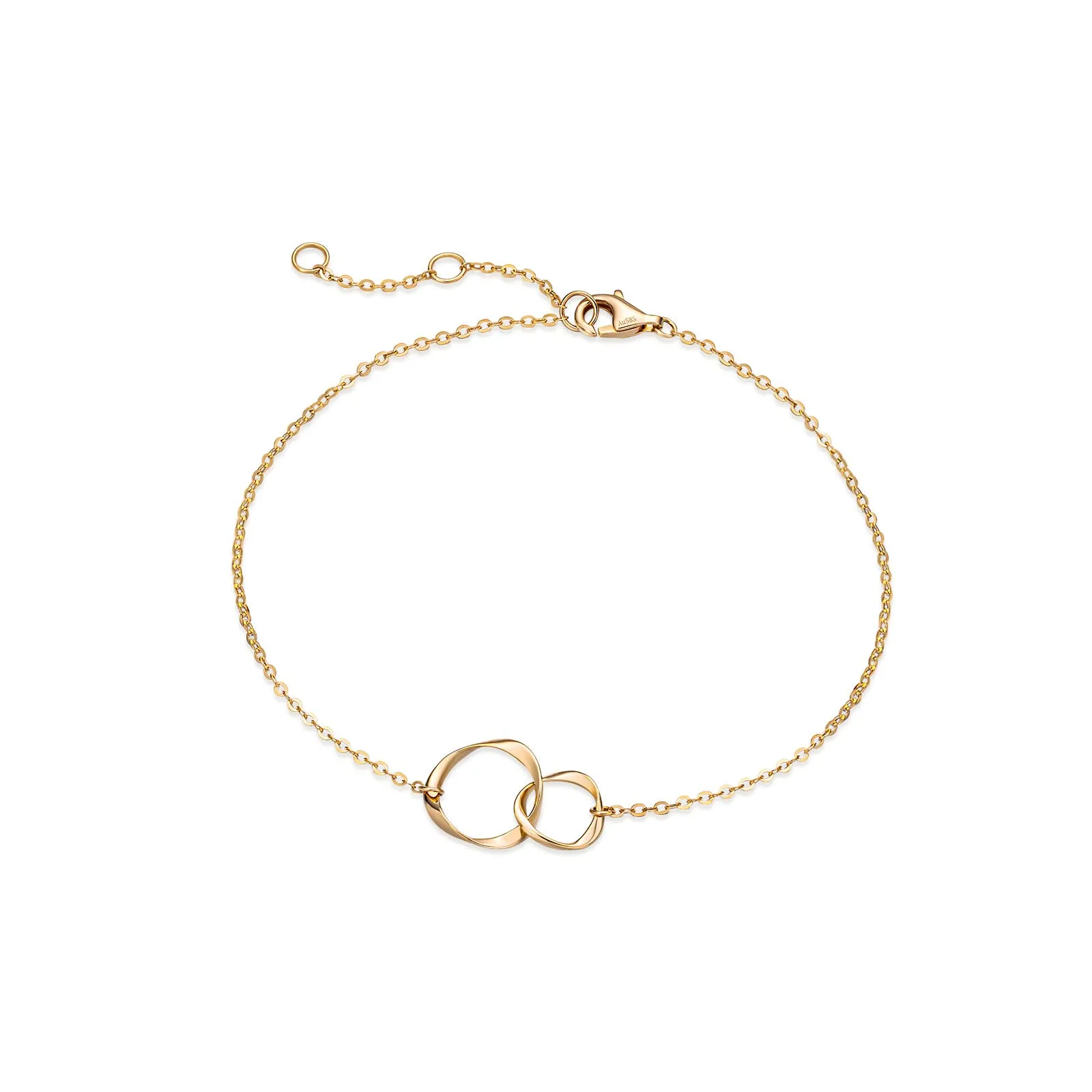 FANCIME Two Interlocking Infinity Eternity 14K Solid Gold Bracelet