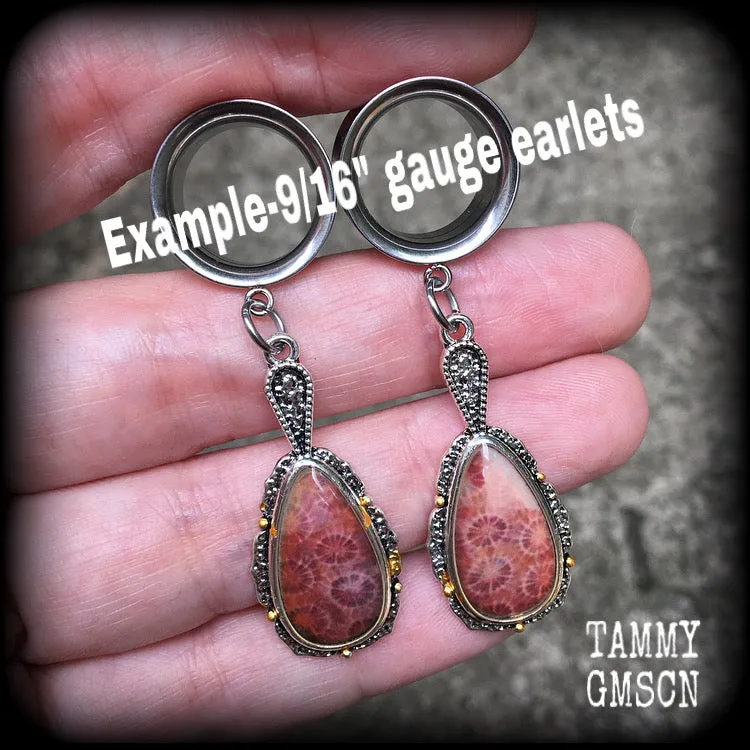 Faux coral tunnel dangles