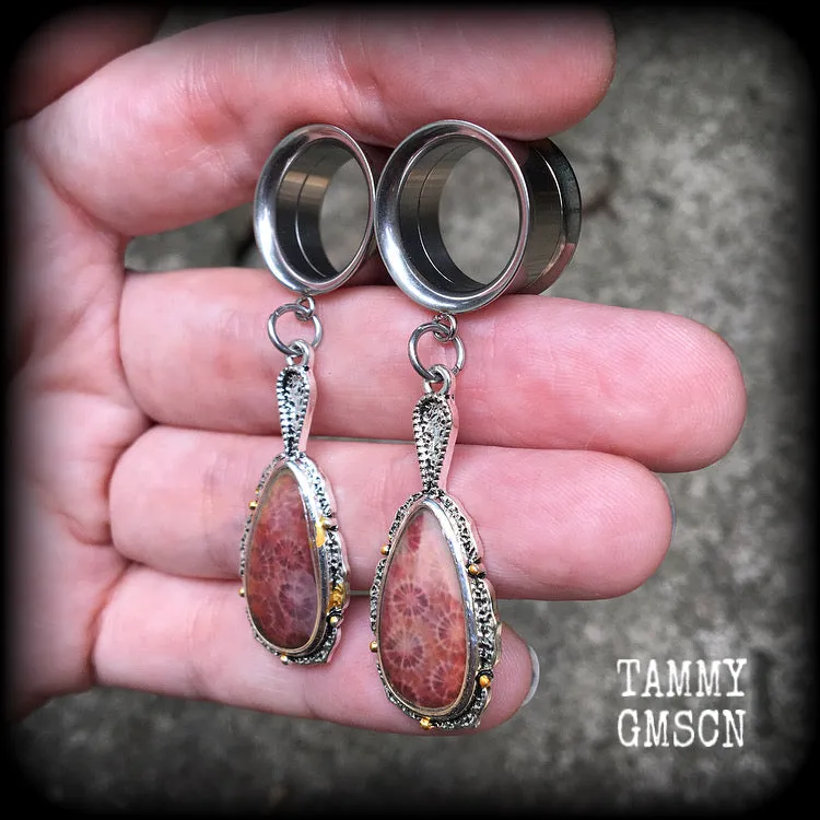 Faux coral tunnel dangles