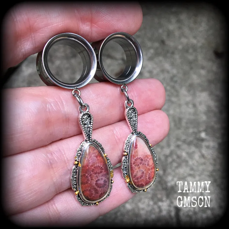 Faux coral tunnel dangles