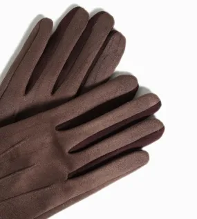 Finger-Color Detail Suede Gloves