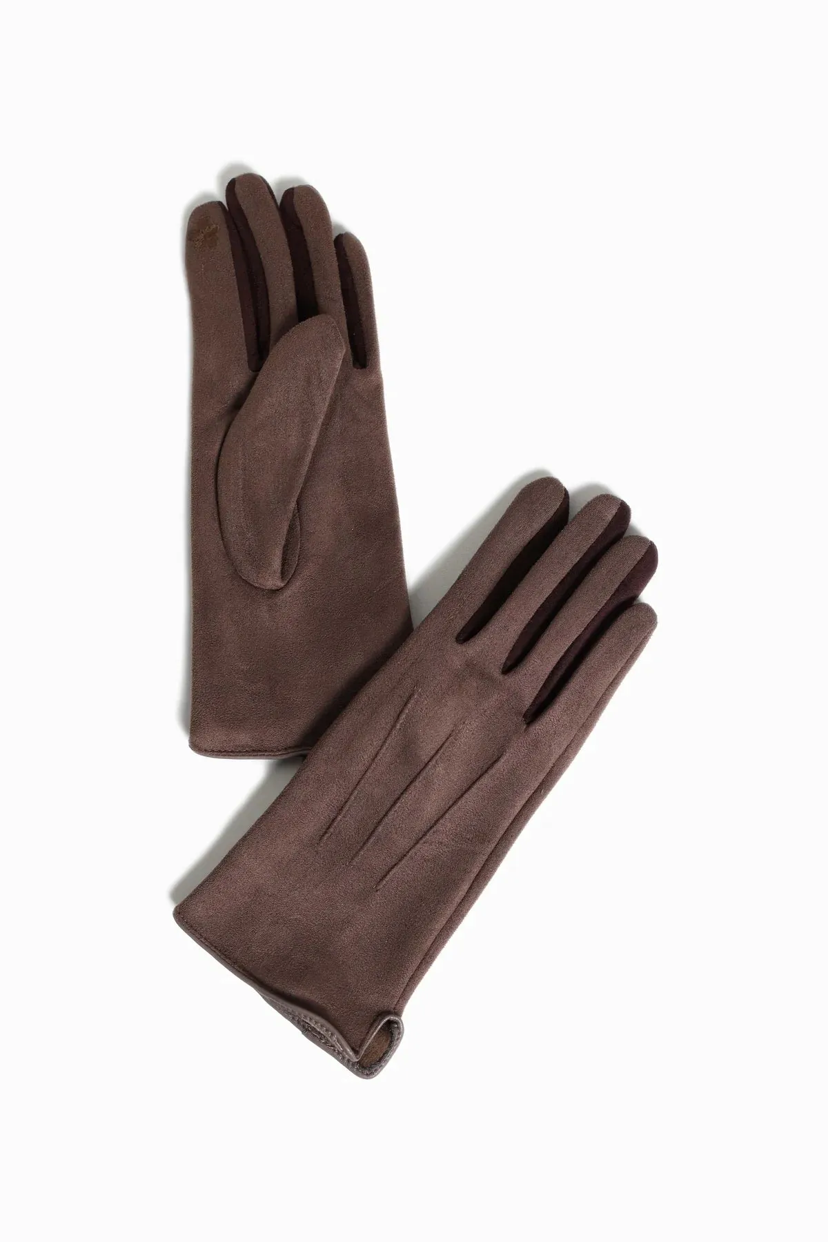 Finger-Color Detail Suede Gloves