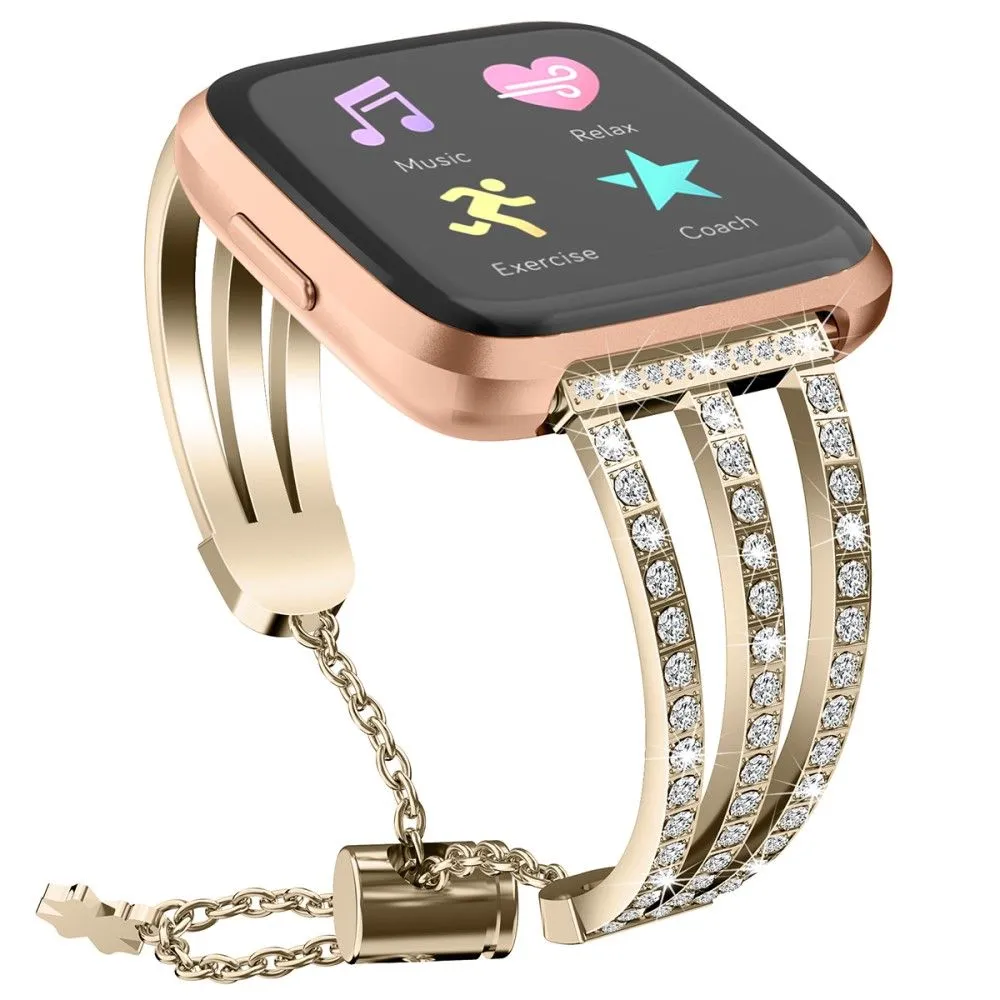 Fitbit Versa 2 / Versa Lite triple luxury rhinestone watch strap - Gold