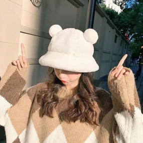 Fluffy Teddy Ears Bucket Hat