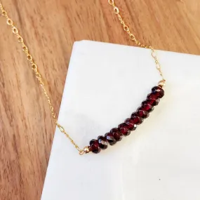 Garnet Choker Necklace in Gold or Silver (15.5 inches)