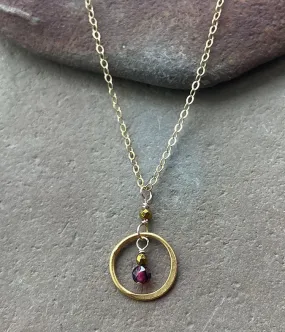 Garnet Circle Necklace