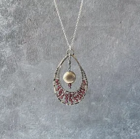 Garnet Necklace, Teardrop Pendant Necklace